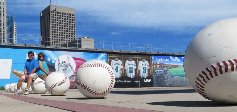 Winnipeg - Giant Baseballs on Pioneer Ave