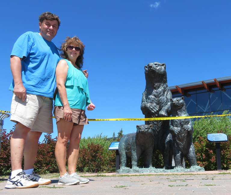 Winnipeg - Mother Polar Bear and Cubs at Winnipeg Zoo Entrance